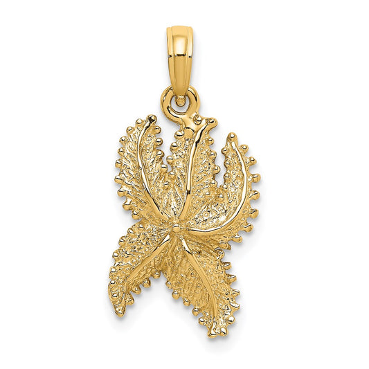 Million Charms 14K Yellow Gold Themed Textured Nautical Starfish Charm