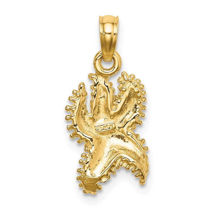 Million Charms 14K Yellow Gold Themed Textured Nautical Starfish Charm