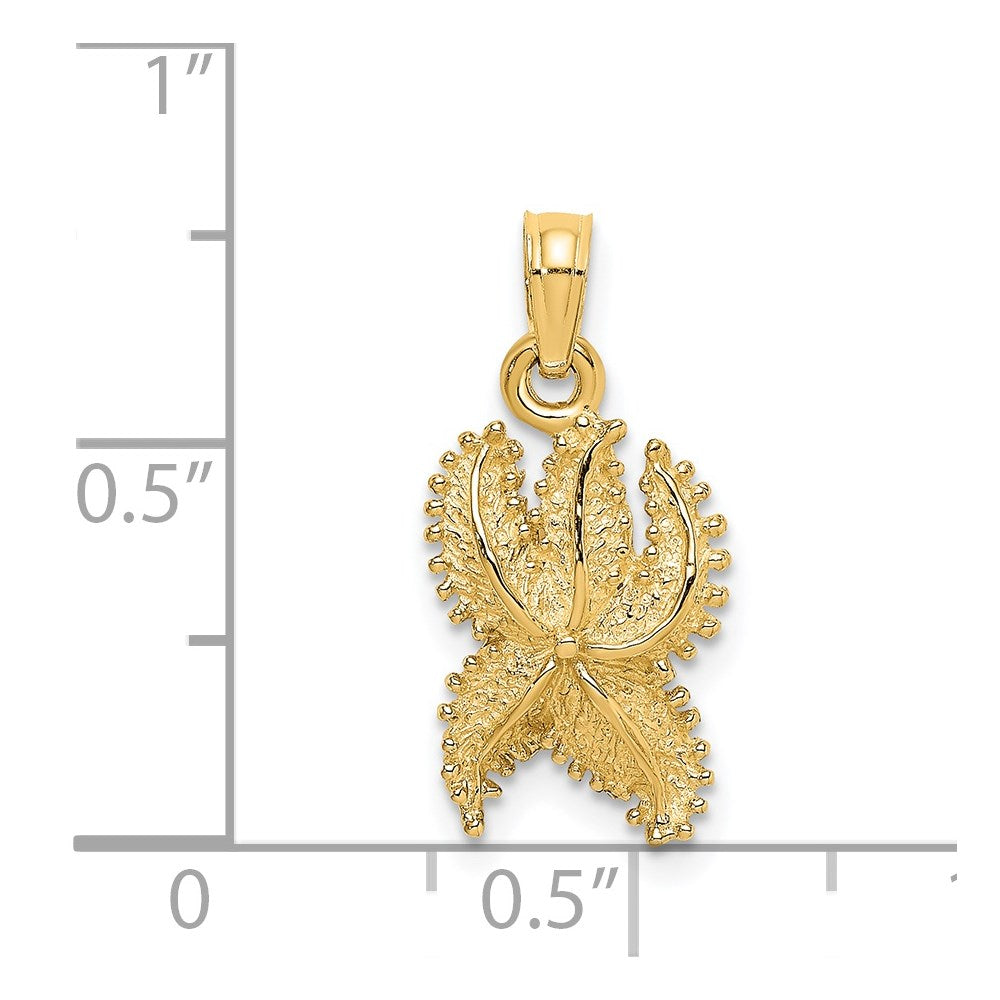 Million Charms 14K Yellow Gold Themed Textured Nautical Starfish Charm