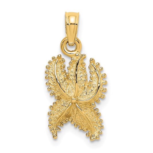 Million Charms 14K Yellow Gold Themed Textured Nautical Starfish Charm