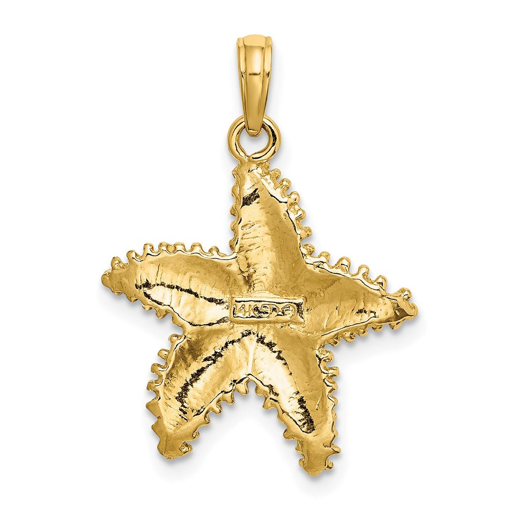 Million Charms 14K Yellow Gold Themed Nautical Starfish With Beaded Texture Charm