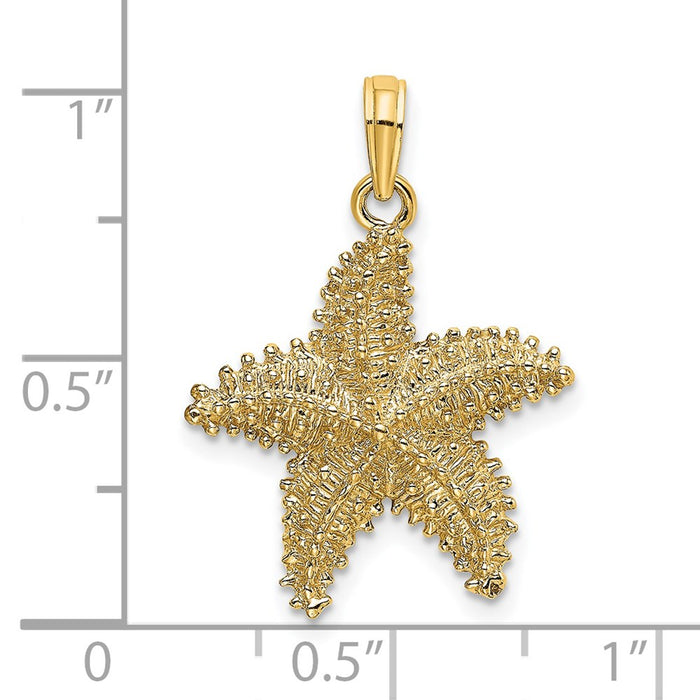 Million Charms 14K Yellow Gold Themed Nautical Starfish With Beaded Texture Charm