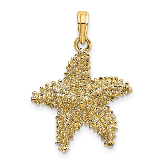 Million Charms 14K Yellow Gold Themed Nautical Starfish With Beaded Texture Charm