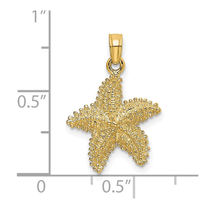 Million Charms 14K Yellow Gold Themed Nautical Starfish With Beaded Texture Charm
