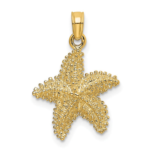 Million Charms 14K Yellow Gold Themed Nautical Starfish With Beaded Texture Charm