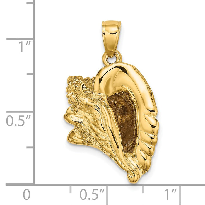 Million Charms 14K Yellow Gold Themed 3-D Conch Shell Charm