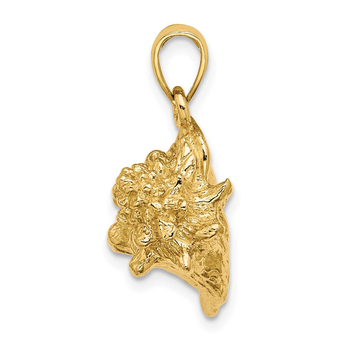 Million Charms 14K Yellow Gold Themed 3-D Conch Shell Charm