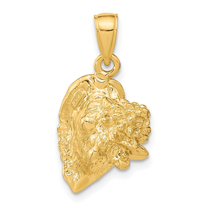 Million Charms 14K Yellow Gold Themed 3-D Conch Shell Charm