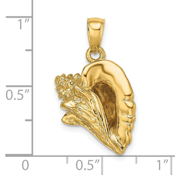 Million Charms 14K Yellow Gold Themed 3-D Conch Shell Charm