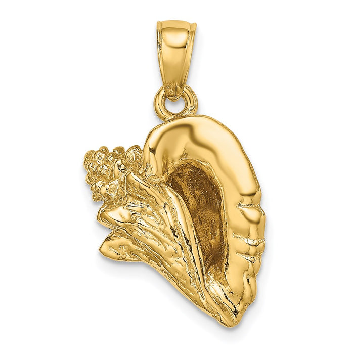 Million Charms 14K Yellow Gold Themed 3-D Conch Shell Charm