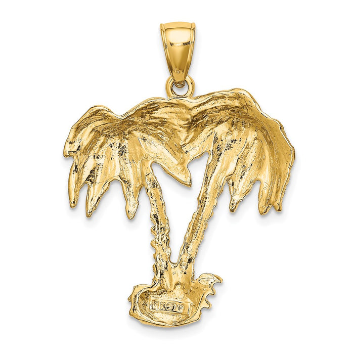 Million Charms 14K Yellow Gold Themed 2-D Couble Palm Tree Charm