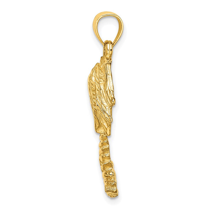 Million Charms 14K Yellow Gold Themed 2-D Textured Single Palm Tree Charm