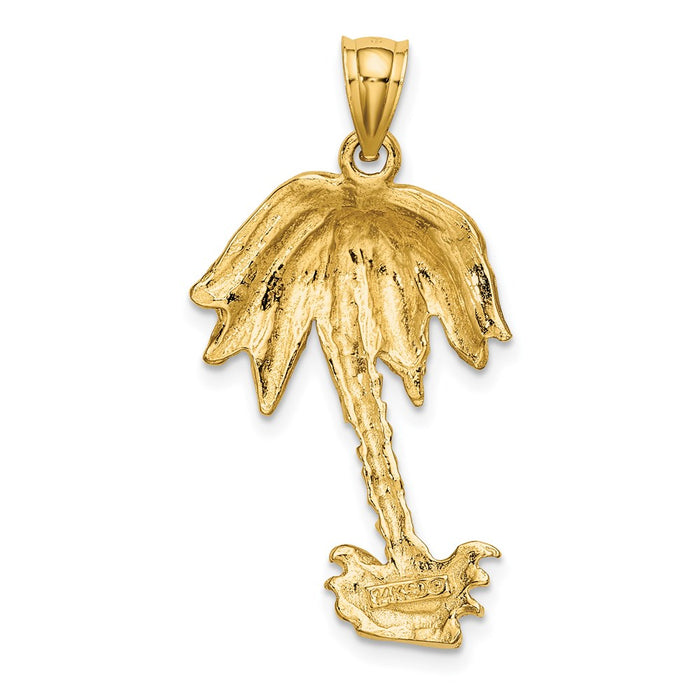 Million Charms 14K Yellow Gold Themed 2-D Textured Single Palm Tree Charm