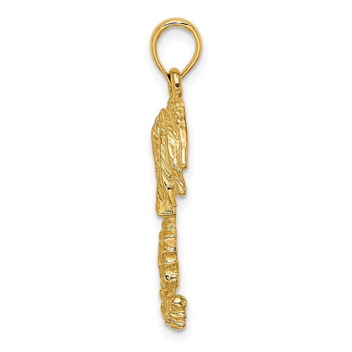 Million Charms 14K Yellow Gold Themed 2-D Textured Single Palm Tree Charm