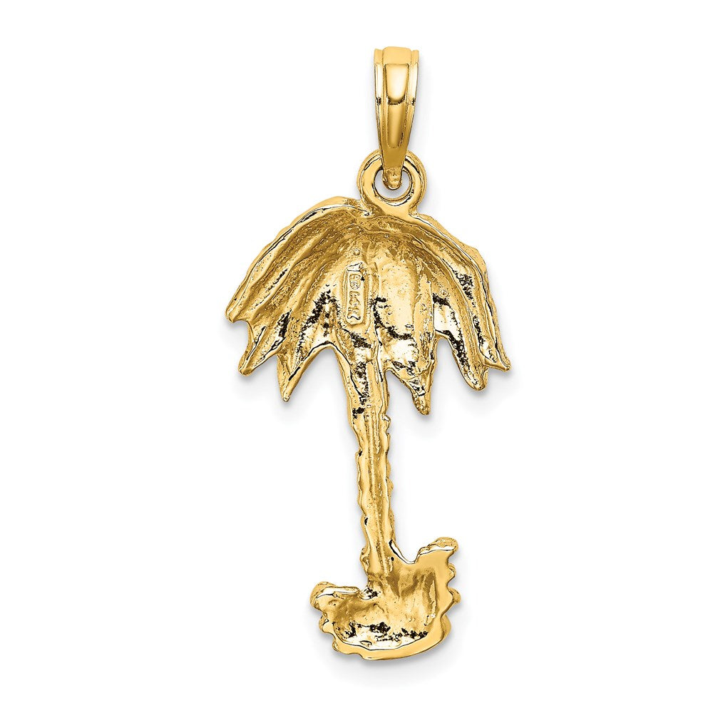 Million Charms 14K Yellow Gold Themed 2-D Textured Single Palm Tree Charm