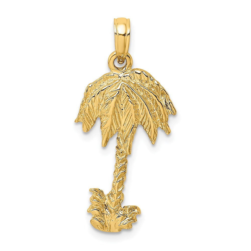Million Charms 14K Yellow Gold Themed 2-D Textured Single Palm Tree Charm