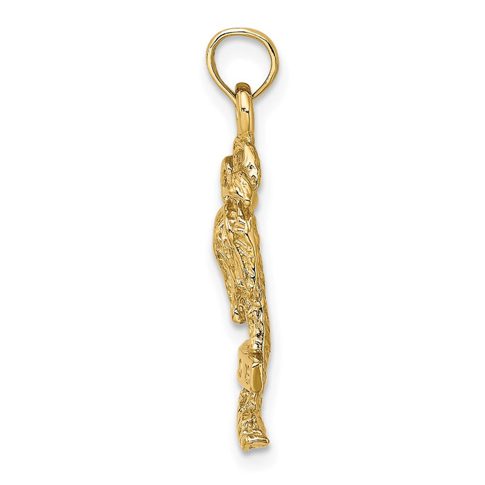 Million Charms 14K Yellow Gold Themed 2-D Marco Island On Palm Tree Charm