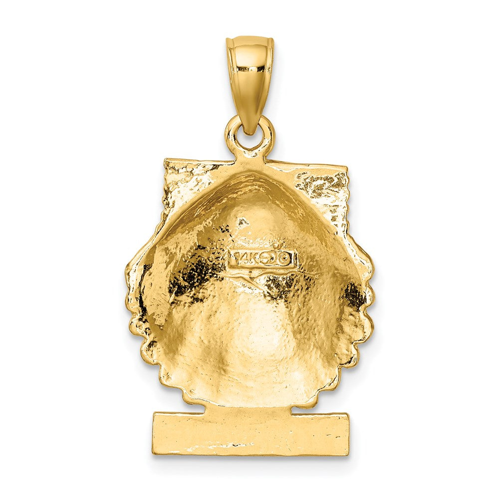 Million Charms 14K Yellow Gold Themed 2-D Marco Island Under Scallop Shell Charm