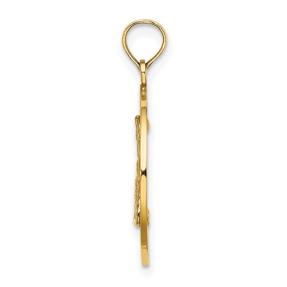 Million Charms 14K Yellow Gold Themed Block Island, Ri Round Frame With Map Charm