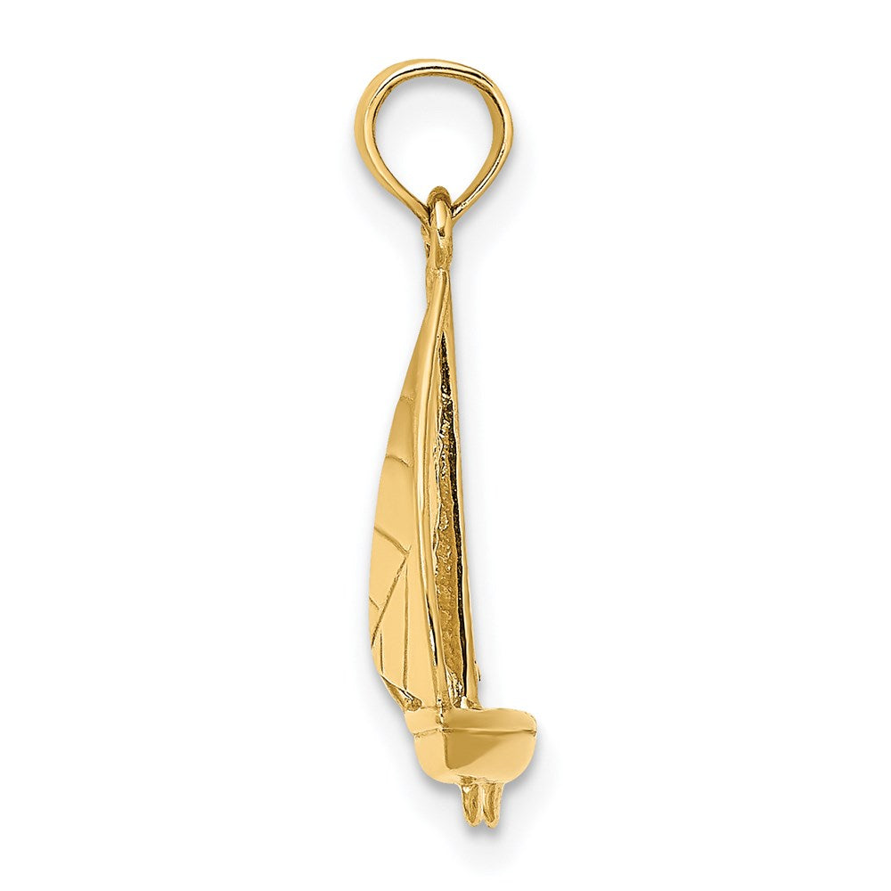 Million Charms 14K Yellow Gold Themed 3-D Polished Nautical Sailboat Charm