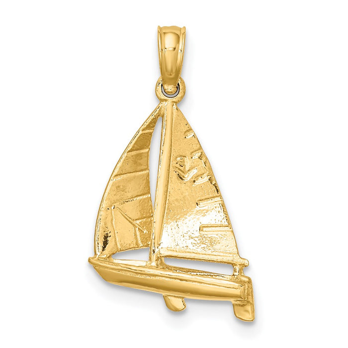 Million Charms 14K Yellow Gold Themed 3-D Polished Nautical Sailboat Charm