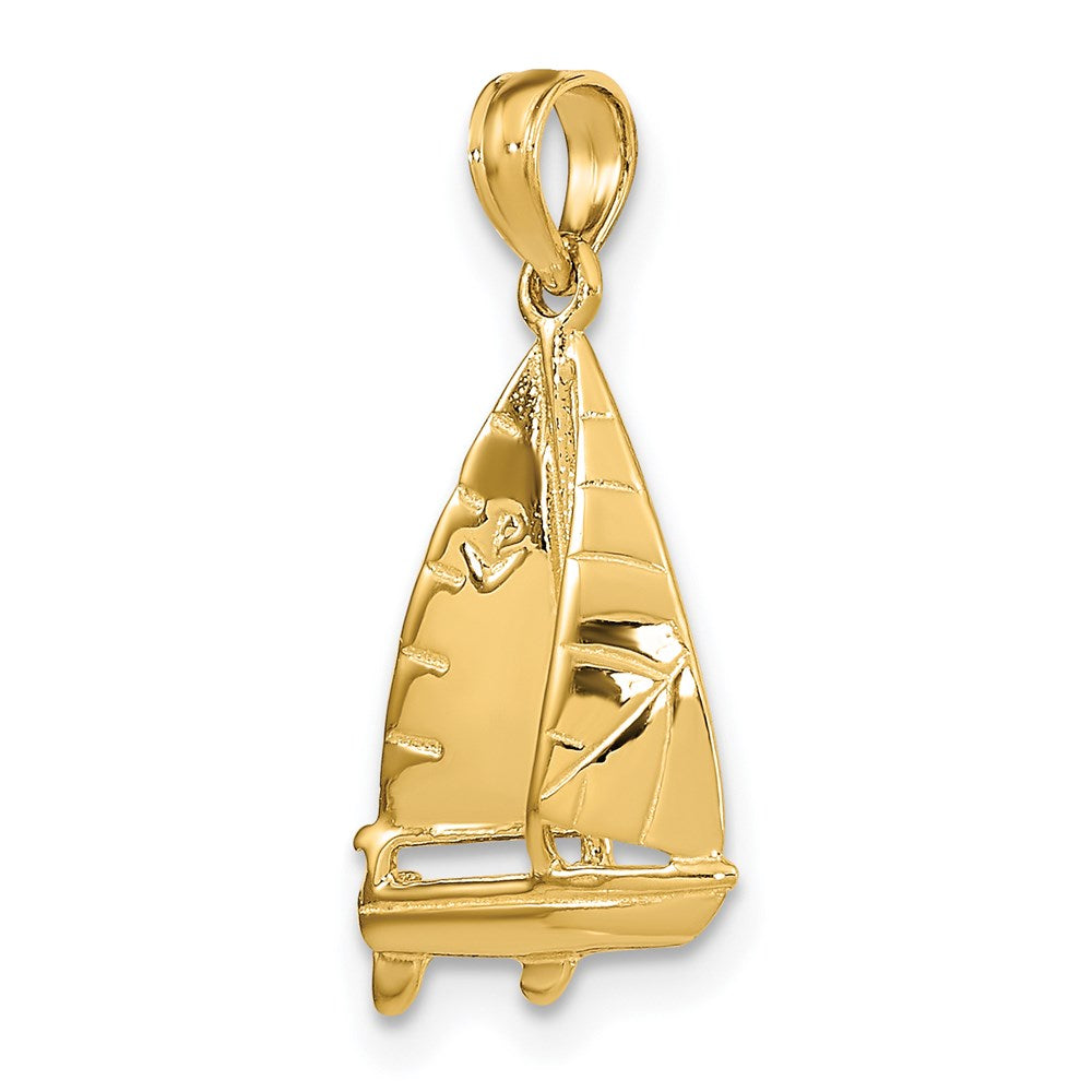 Million Charms 14K Yellow Gold Themed 3-D Polished Nautical Sailboat Charm