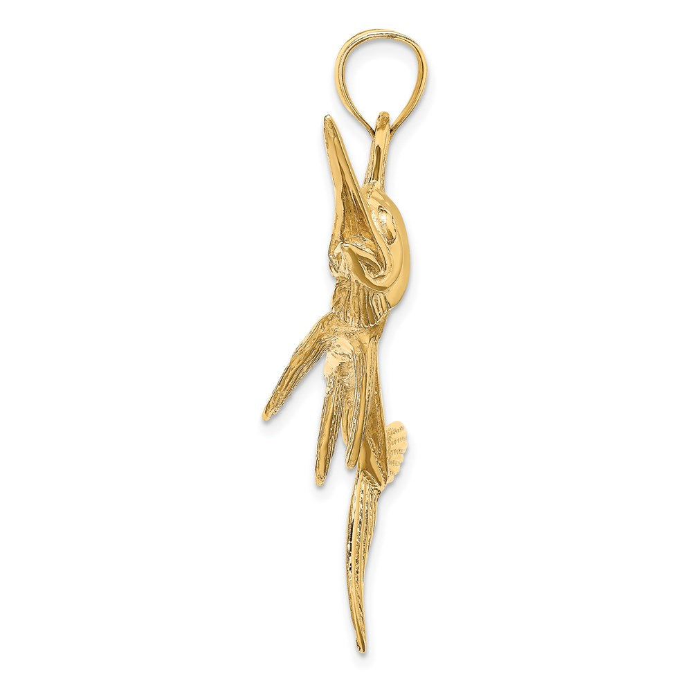Million Charms 14K Yellow Gold Themed 2-D Polished & Satin Swordfish Charm