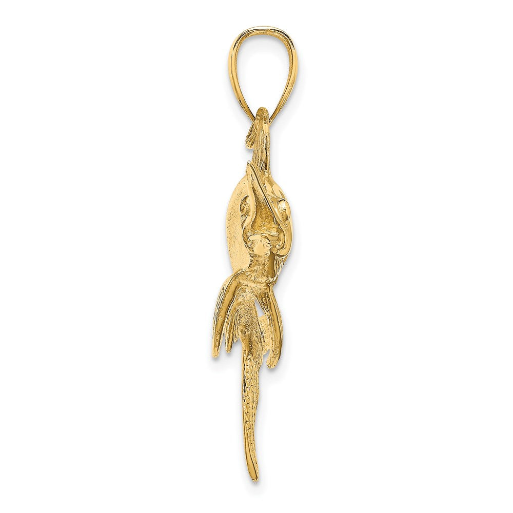 Million Charms 14K Yellow Gold Themed 2-D Polished & Satin Swordfish Charm