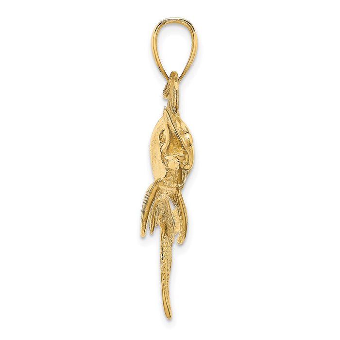 Million Charms 14K Yellow Gold Themed 2-D Polished & Satin Swordfish Charm