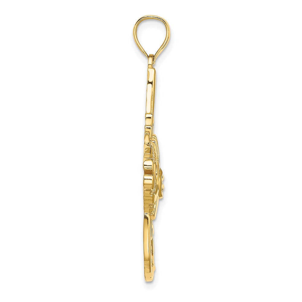 Million Charms 14K Yellow Gold Themed Textured Large Angelfish Charm