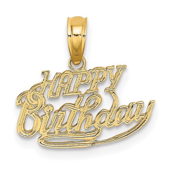 Million Charms 14K Yellow Gold Themed Solid Talking Happy Birthday Charm