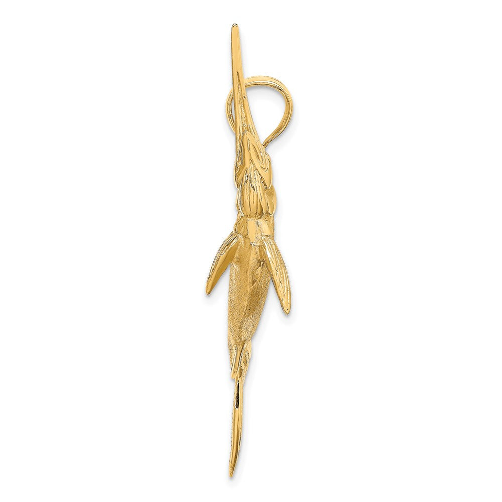 Million Charms 14K Yellow Gold Themed 3-D Satin & Polished Marlin Charm