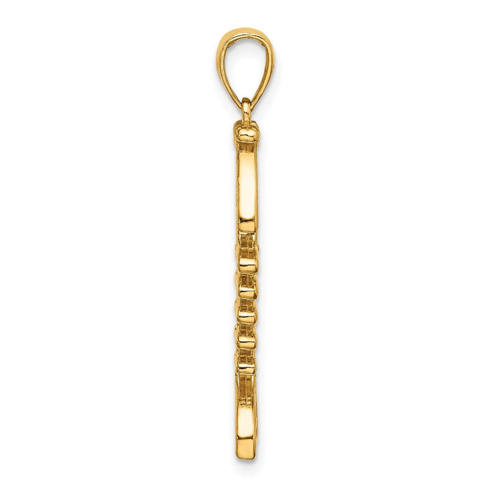 Million Charms 14K Yellow Gold Themed 3-D Polished & Textured Fishbone Charm