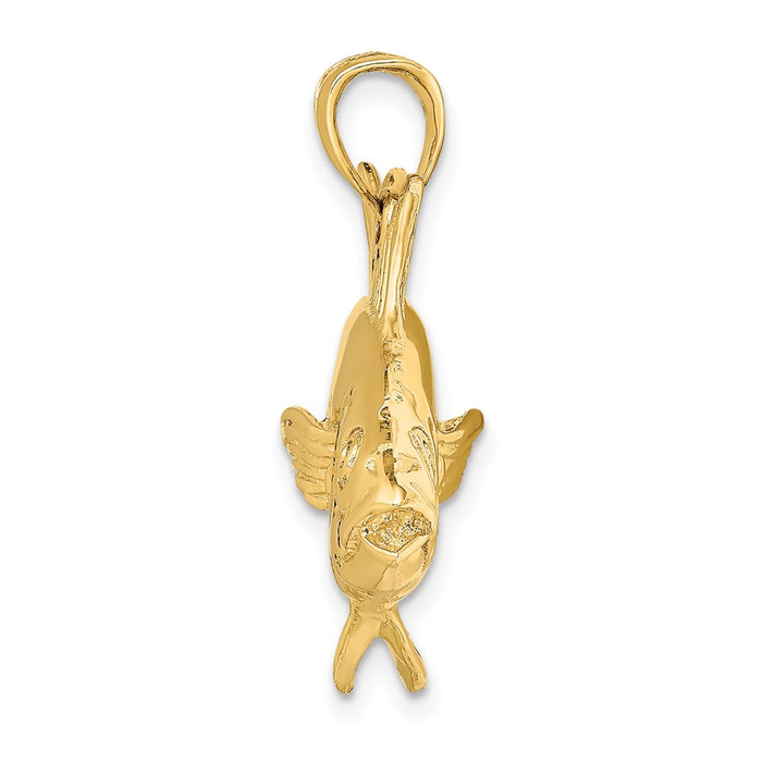 Million Charms 14K Yellow Gold Themed 3-D Polished Skipjack Tuna Fish Charm