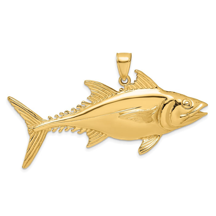 Million Charms 14K Yellow Gold Themed 3-D Polished Skipjack Tuna Fish Charm