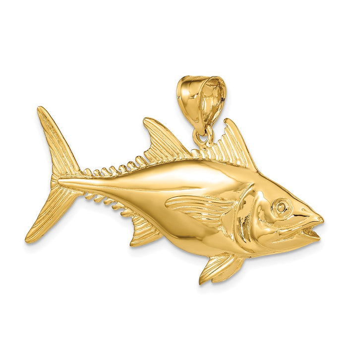 Million Charms 14K Yellow Gold Themed 3-D Polished Skipjack Tuna Fish Charm