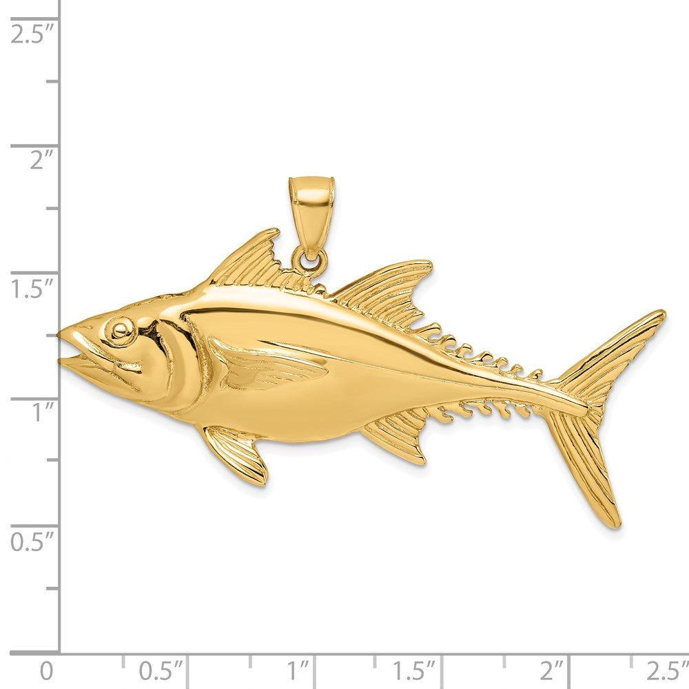 Million Charms 14K Yellow Gold Themed 3-D Polished Skipjack Tuna Fish Charm