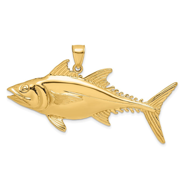 Million Charms 14K Yellow Gold Themed 3-D Polished Skipjack Tuna Fish Charm