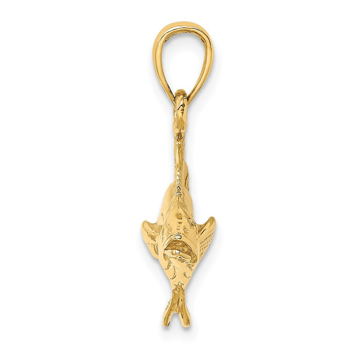 Million Charms 14K Yellow Gold Themed 3-D Polished Cobia Fish Charm