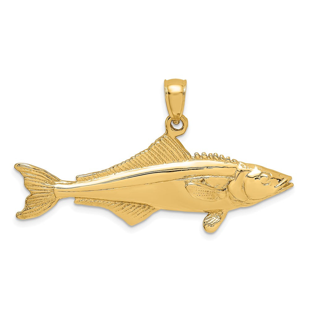 Million Charms 14K Yellow Gold Themed 3-D Polished Cobia Fish Charm