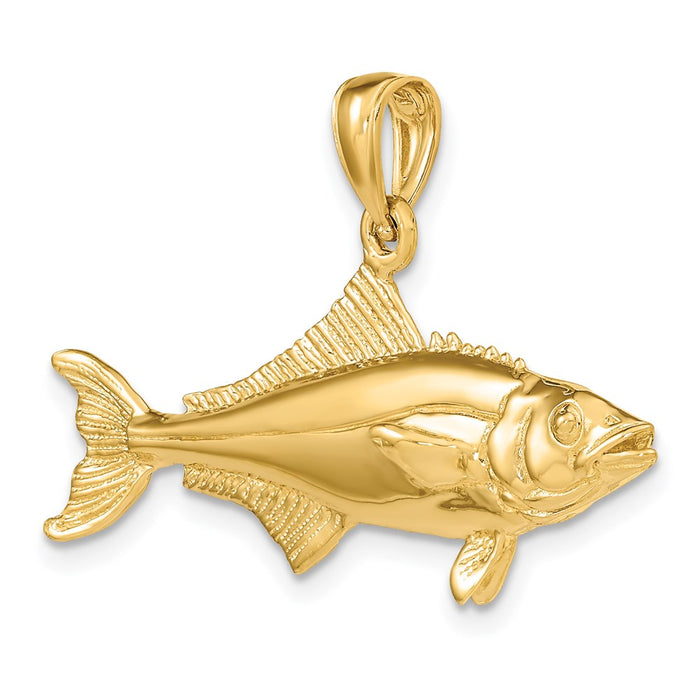 Million Charms 14K Yellow Gold Themed 3-D Polished Cobia Fish Charm