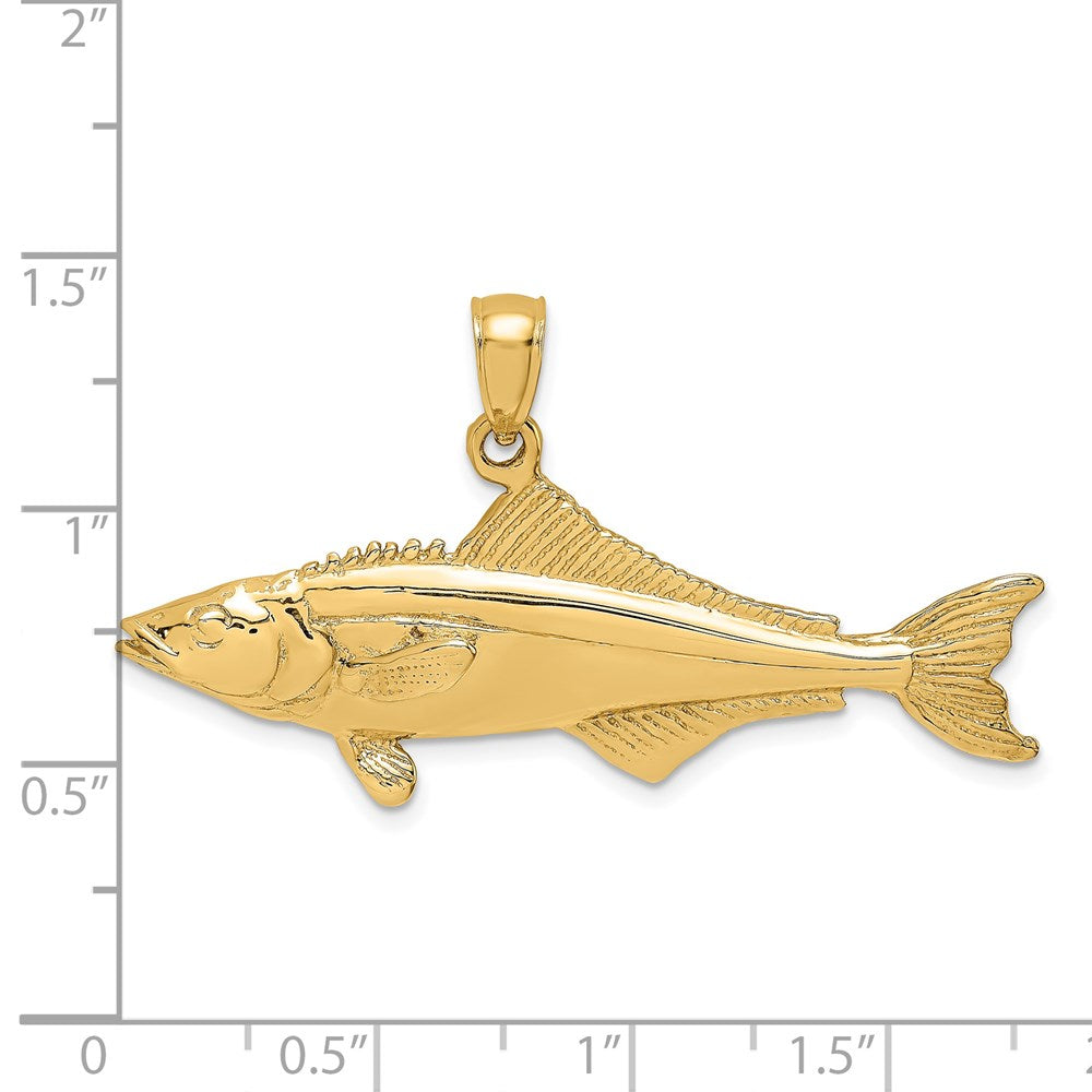 Million Charms 14K Yellow Gold Themed 3-D Polished Cobia Fish Charm