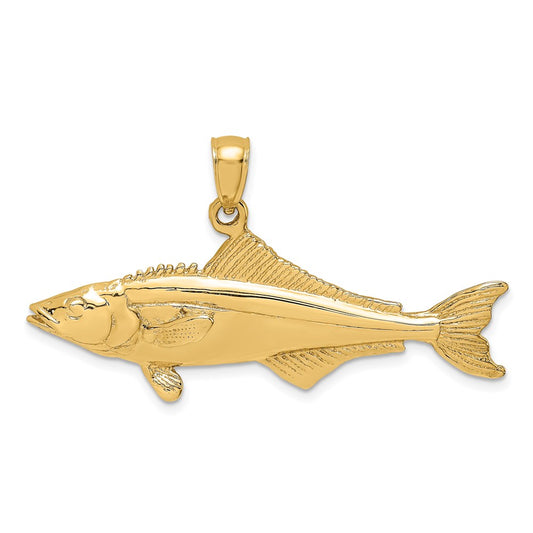 Million Charms 14K Yellow Gold Themed 3-D Polished Cobia Fish Charm