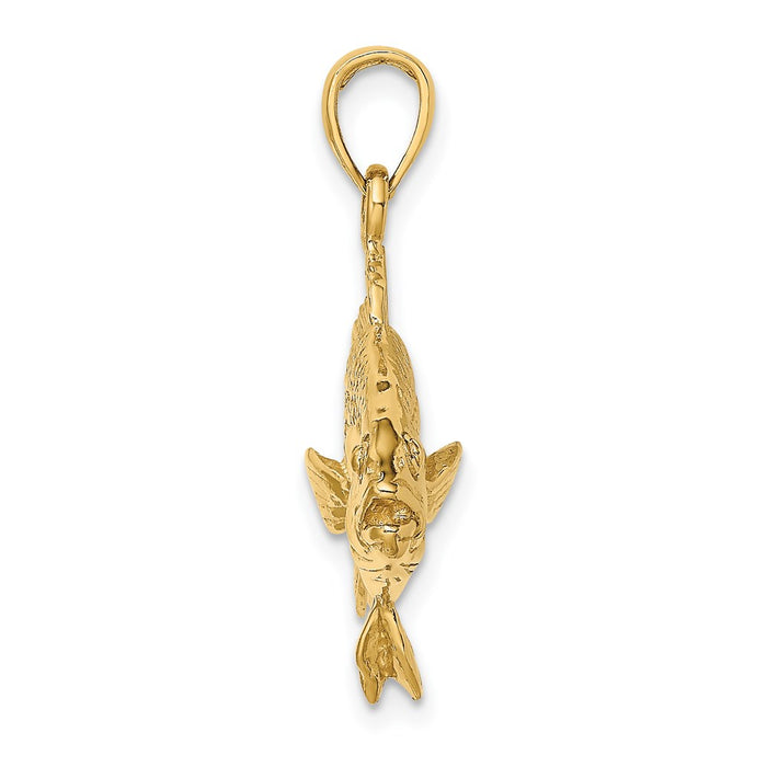 Million Charms 14K Yellow Gold Themed 3-D Textured Red Snapper Fish Charm