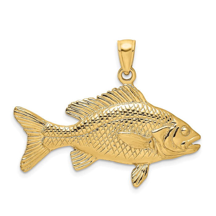 Million Charms 14K Yellow Gold Themed 3-D Textured Red Snapper Fish Charm