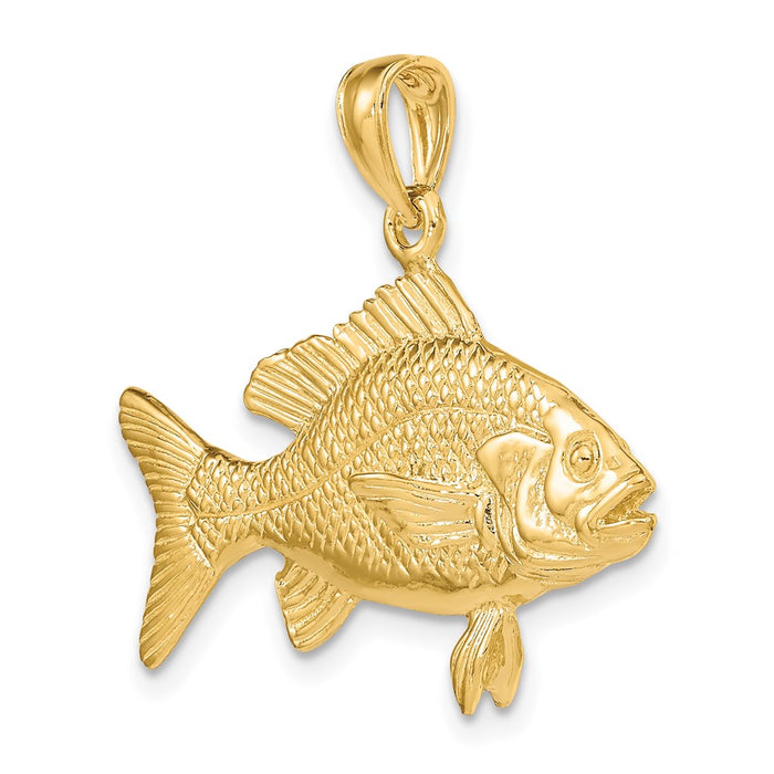 Million Charms 14K Yellow Gold Themed 3-D Textured Red Snapper Fish Charm