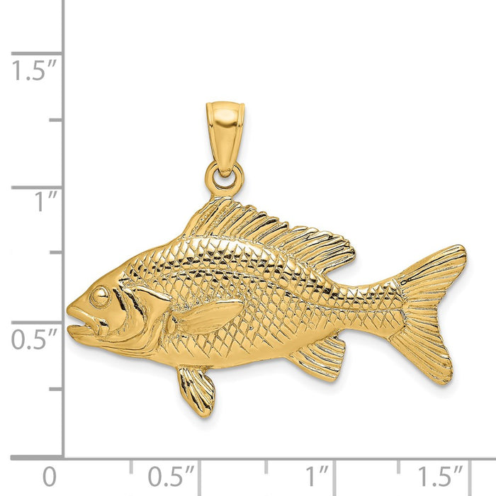 Million Charms 14K Yellow Gold Themed 3-D Textured Red Snapper Fish Charm
