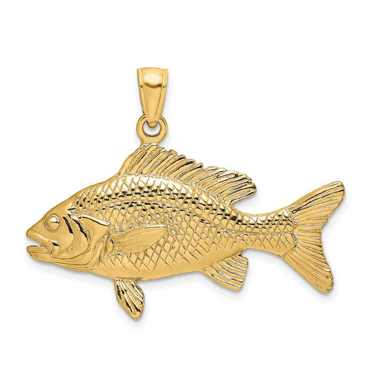 Million Charms 14K Yellow Gold Themed 3-D Textured Red Snapper Fish Charm