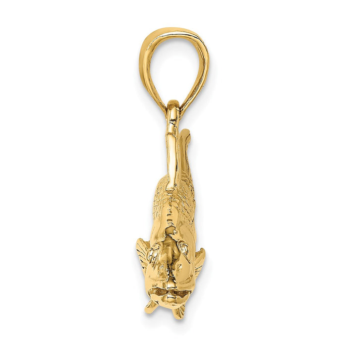 Million Charms 14K Yellow Gold Themed 3-D Snook Fish Charm