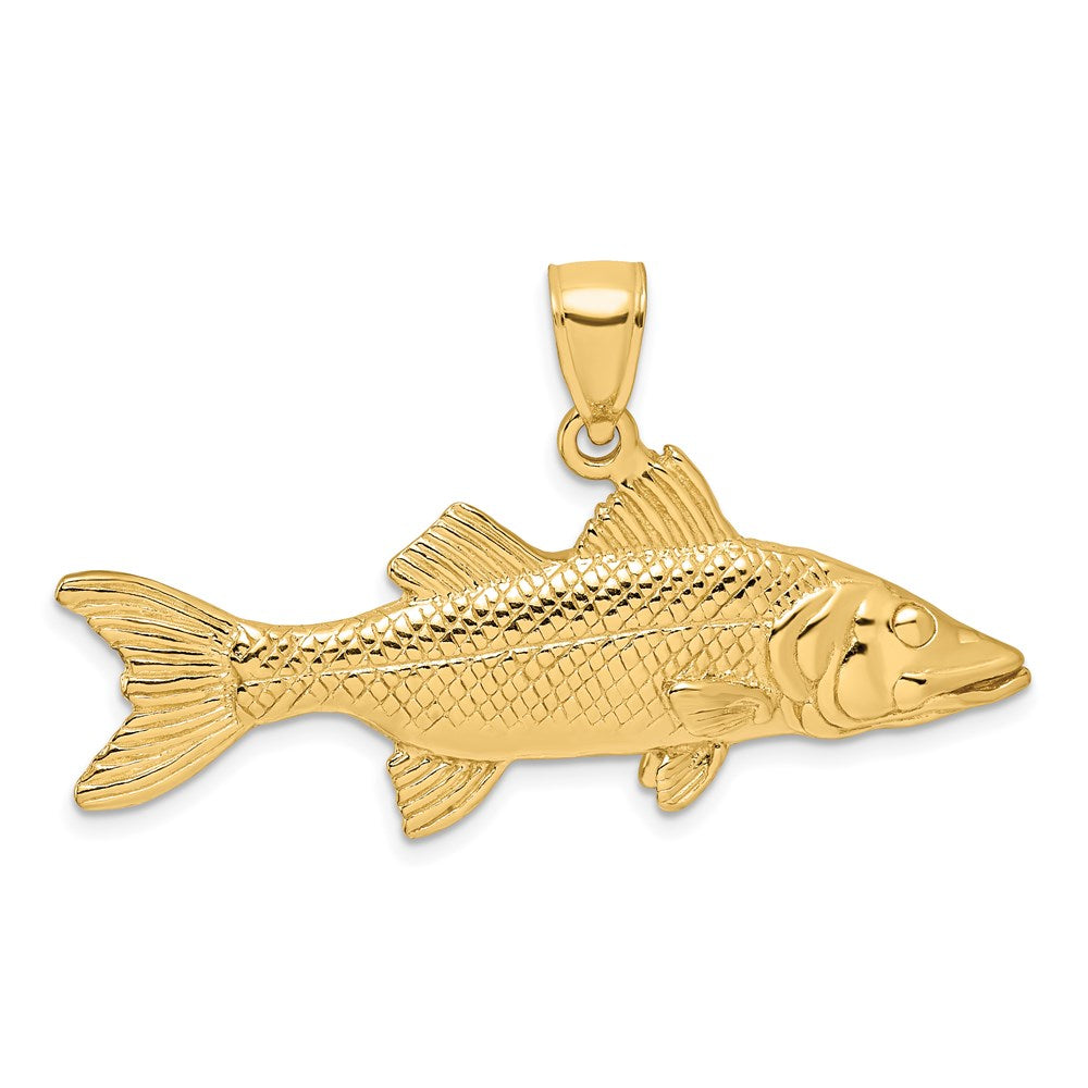 Million Charms 14K Yellow Gold Themed 3-D Snook Fish Charm